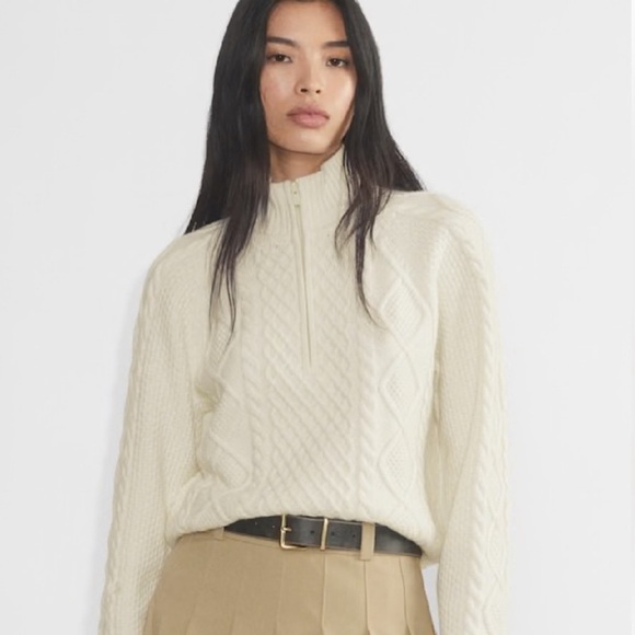 Sunday Best Sweaters - Aritzia Sunday Best Boreal 1/2 Zip Cable Knit Sweater Wool Blend Cropped